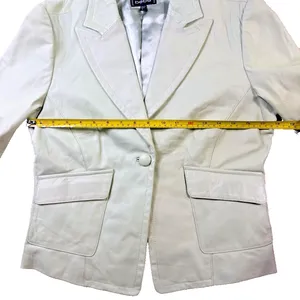 bebe Vintage Y2K Pastel Green Genuine Leather Blazer Jacket Womens L thumbnail 9
