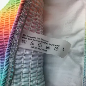 Womens Bikini Bottom Cheeky Smocked Crinkled Rainbow Colorful L thumbnail 3
