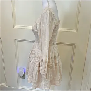 American Eagle elegant cream cotton long sleeve mini dress size small. thumbnail 6