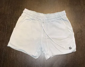 Light Blue Drawstring Lounge Shorts Soft Cotton Blend Pockets Casual Athleisure thumbnail 1