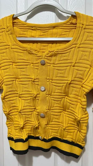 SHEIN Mustard Yellow Textured Cropped Cardigan – Size L thumbnail 4