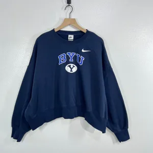 Nike Phoenix Fleece BYU Cougars Womens XL Oversized Cropped Crewneck Gameday thumbnail 3