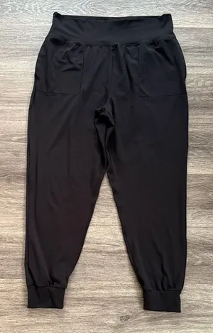 Women's Black Joggers Size Large High rise Stretchy Pants thumbnail 1
