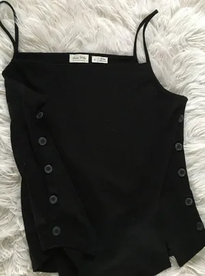 new meadow rue by anthropologie anthro black button tank top size XL thumbnail 2