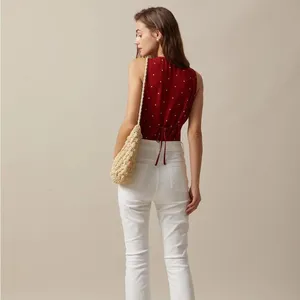 RIHOAS The Red V Neck Polka Dot Print Sleeveless Vest S thumbnail 5