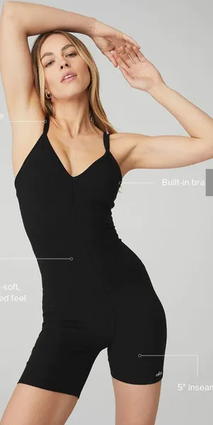 Alo ALOSOFT SUNS OUT ONESIE BLACK XXS NWT thumbnail 1