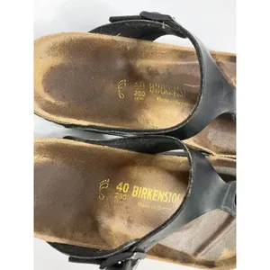 Birkenstock Gizeh Sandals Womens 40 Black Fair Thong Cork Footbed T-Strap thumbnail 3