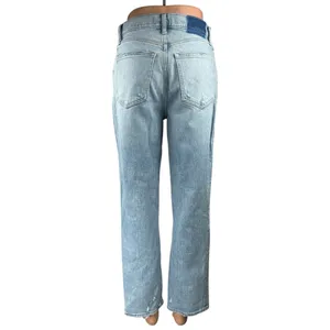 Abercrombie & Fitch 90's Straight Blue Ultra High Rise Distressed Denim Jeans 4 thumbnail 3