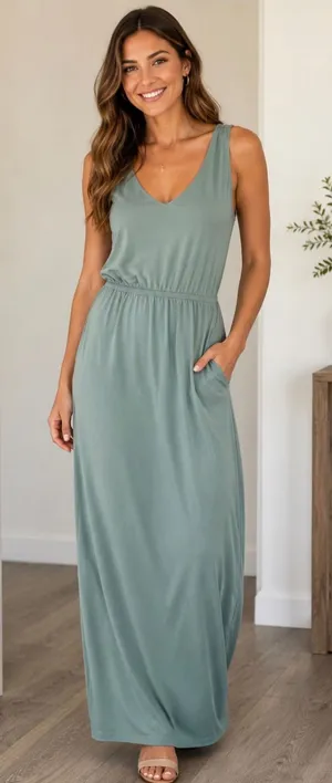 Show Me Your Mumu Kendall Maxi Dress Sage Green V-Back Size Small thumbnail 1