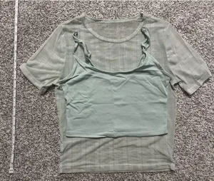 Hollister Light Green Plaid Mesh Baby Tee Top & Tank Top - XS thumbnail 1