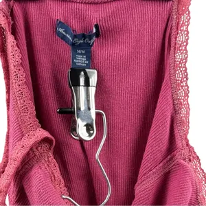 American Eagle Women's Pink Lace Trim Tank Top‎ thumbnail 3