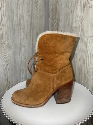 UGG Jerene Chestnut Suede Shearling-Lined Lace-Up Ankle Boots thumbnail 4