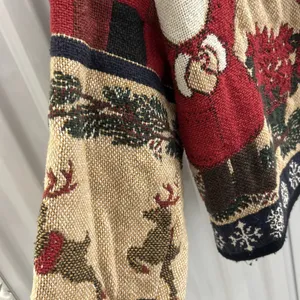 Unique Vintage Christmas Theme Thick Cotton Cardigan Made In Texas thumbnail 5