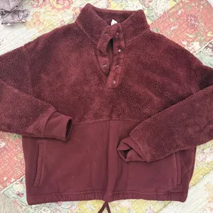 Women's Burgundy Fleece Sherpa pullover thumbnail 2