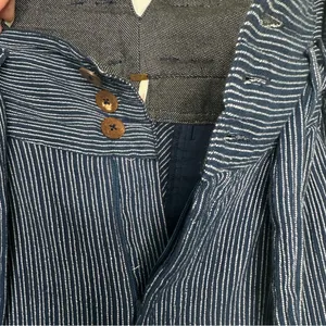 Free People Rumors Yarn Dye Blue Striped Harem Pants Size 6 thumbnail 12