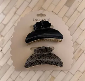 Encanté Hair Claw Clip Set | Black & Leopard Print Clips | Medium Size | Chic Ev thumbnail 1