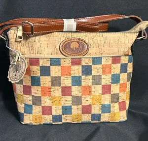 Natural Cork Women’s Multicolor Check Crossbody Bag NWT thumbnail 1