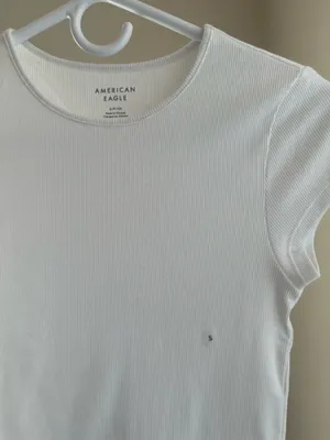 White Ribbed T-Shirt American Eagle thumbnail 2