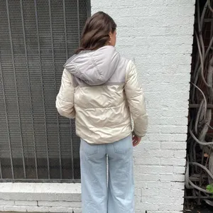Abercrombie and Fitch cozy comfy fleece lined White and gray winter puffer jacket sz m thumbnail 5