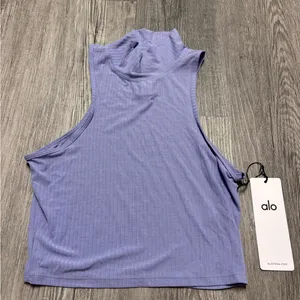 Alo Ribbed Sea Coast Cropped Turtleneck Tank thumbnail 2