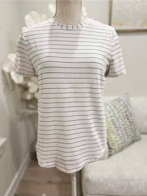Lululemon Love Crewneck Women's White And Black Thin-Striped Shirt Size 6 thumbnail 3