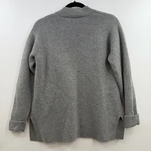 Talbots Petite Lambswool Sweater Blazer SP Gray Knit Jacket Quiet Luxury thumbnail 5