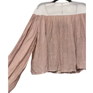 Gimmicks By Buckle Blouse Shirt Top Womens Size‎ Small Crochet Boho Lace Up Tan thumbnail 5