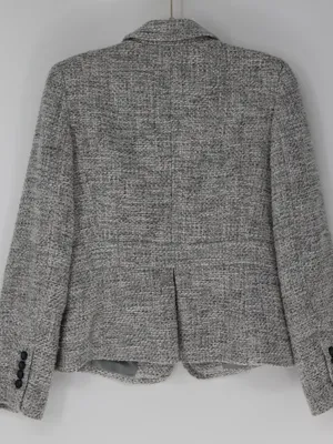 Talbots Tweed Blazer Size 10 Gray Textured Tailored Jacket Preppy Old Money thumbnail 9