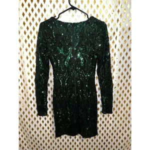 Windsor green sequin mini dress long sleeved size S thumbnail 8