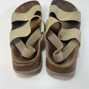Birkenstock Papillio Cosma Sandals Women 38 7.5 Gold Cork Comfort Elastic Strap thumbnail 3