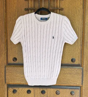 Polo by Ralph Lauren Lavender Cable Knit Short-Sleeve Sweater Size XS thumbnail 1