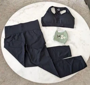 Yoga Basic Training Light Medium Performance Bra and Legging Set Black thumbnail 1