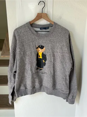 Ralph Lauren Women's Polo Bear Fleece Crewneck Sweatshirt in Gray thumbnail 4