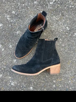 Paul Green Women Sante Cowboy Italian Black Suede Boots thumbnail 4