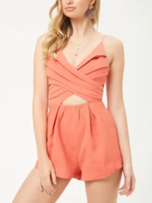 SELFIE LESLIE Pleated Crossover Romper thumbnail 1