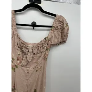 Altar'd State Pink Floral Linen Blend Milkmaid Midi Dress Sz XS Cottagecore Boho thumbnail 6