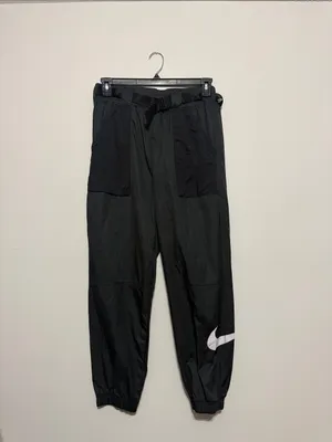 Nike Black Track Joggers with White Swoosh thumbnail 2