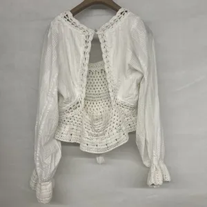 new sz Large L FREE PEOPLE MEGAN CROCHET TOP IVORY WHITE VICTORIAN OPEN BACK thumbnail 8