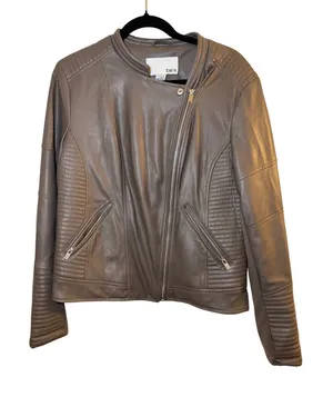 Bar III Taupe‎ Moto Jacket XL Faux Leather thumbnail 1