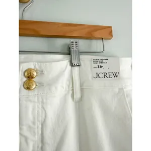 J.Crew | NWT Petite Denim Trouser Jean Stacked Buttons White | Sz P31 thumbnail 5