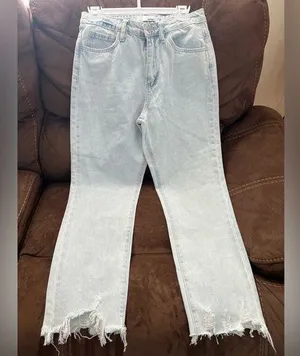 VERVET LOS ANGELES Light Blue Distressed Women's Jeans thumbnail 1