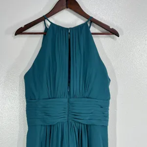 Azazie Bonnie Bridesmaid‎ Dress Peacock Blue Chiffon Halter Maxi Formal Gown thumbnail 8