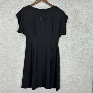 Maeve Dress Womens 6 Black Utility Shirt Midi Pockets Minimalist‎ Boho Career thumbnail 2