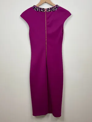 🌟Ted Baker🌟 Elenna Rhinestone Collar Sleeveless Sheath Knit Dress Pink Sz 1 S thumbnail 7