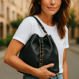 MICHAEL Michael Kors Black and Gold Shoulder Bag with‎ Chain Detail Bucket thumbnail 1