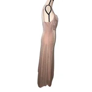 Revolve Donna Mizani Carrie Midi Dress Pink Nude Size S Metallic Asymmetric Hem Coquette thumbnail 4