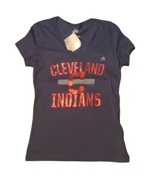 MAJESTIC - Cleveland Indians shirt blue red size small thumbnail 1