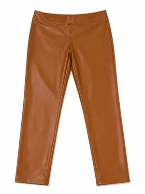 Y2K Chic Boho Western Faux Leather Pants Faux Leather Leggings Cognac LargeBrown thumbnail 1