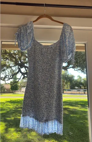 Lost + Wander Light Blue Floral Smocked Mini Dress thumbnail 2