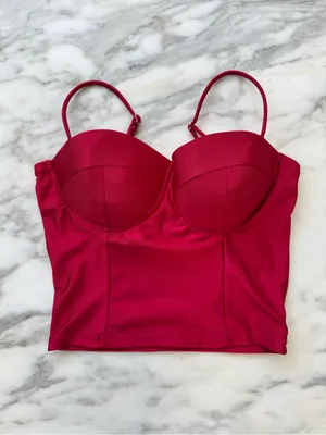 Haute Monde red bustier corset push up tank top • Sz M thumbnail 2